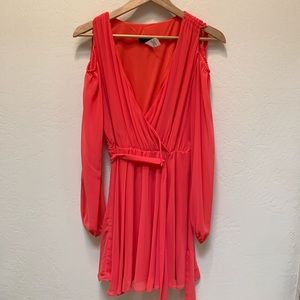 Sheer long sleeve pink dress